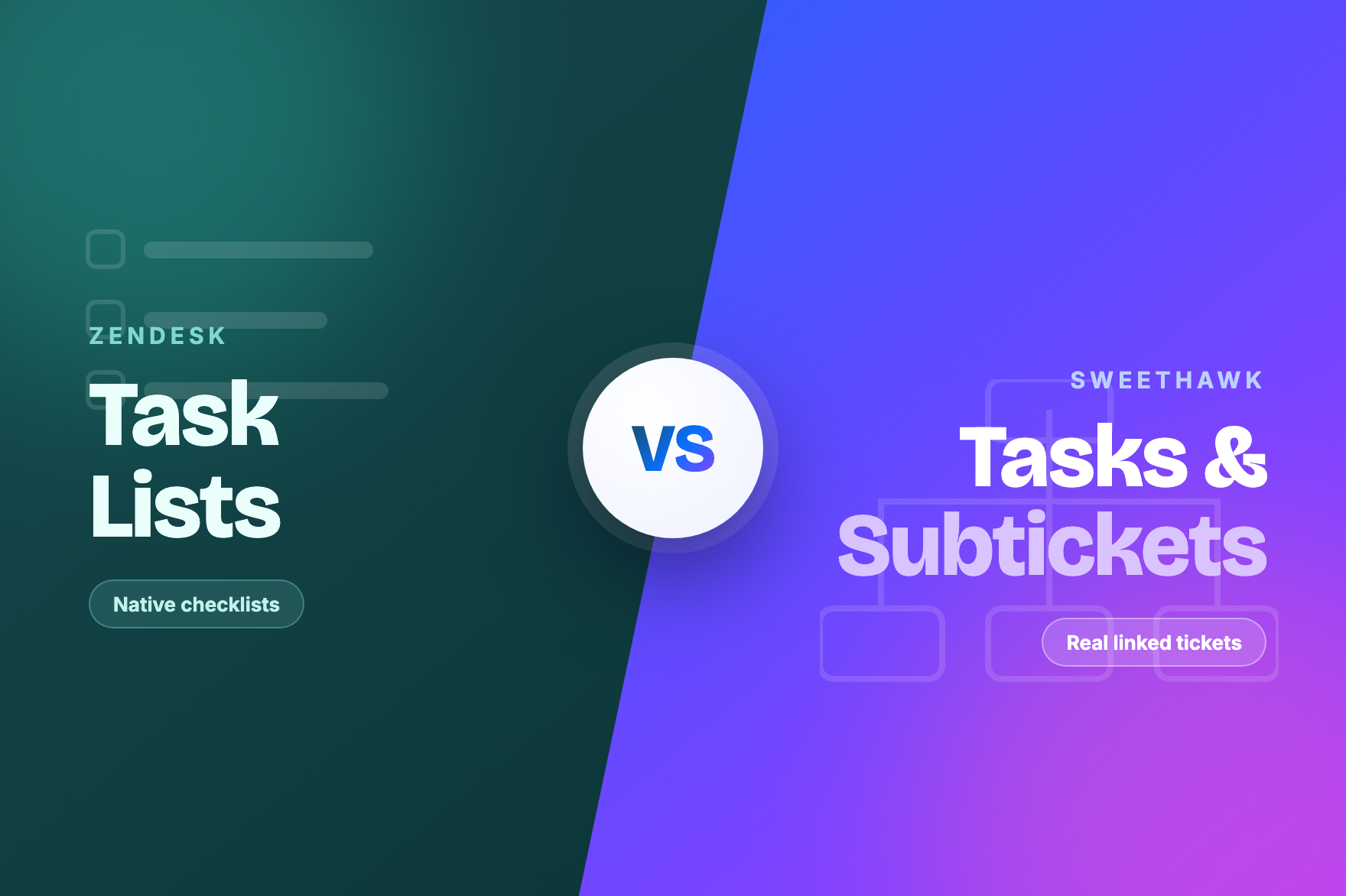 Beyond the checklist: Zendesk task lists vs SweetHawk Tasks & Subtickets