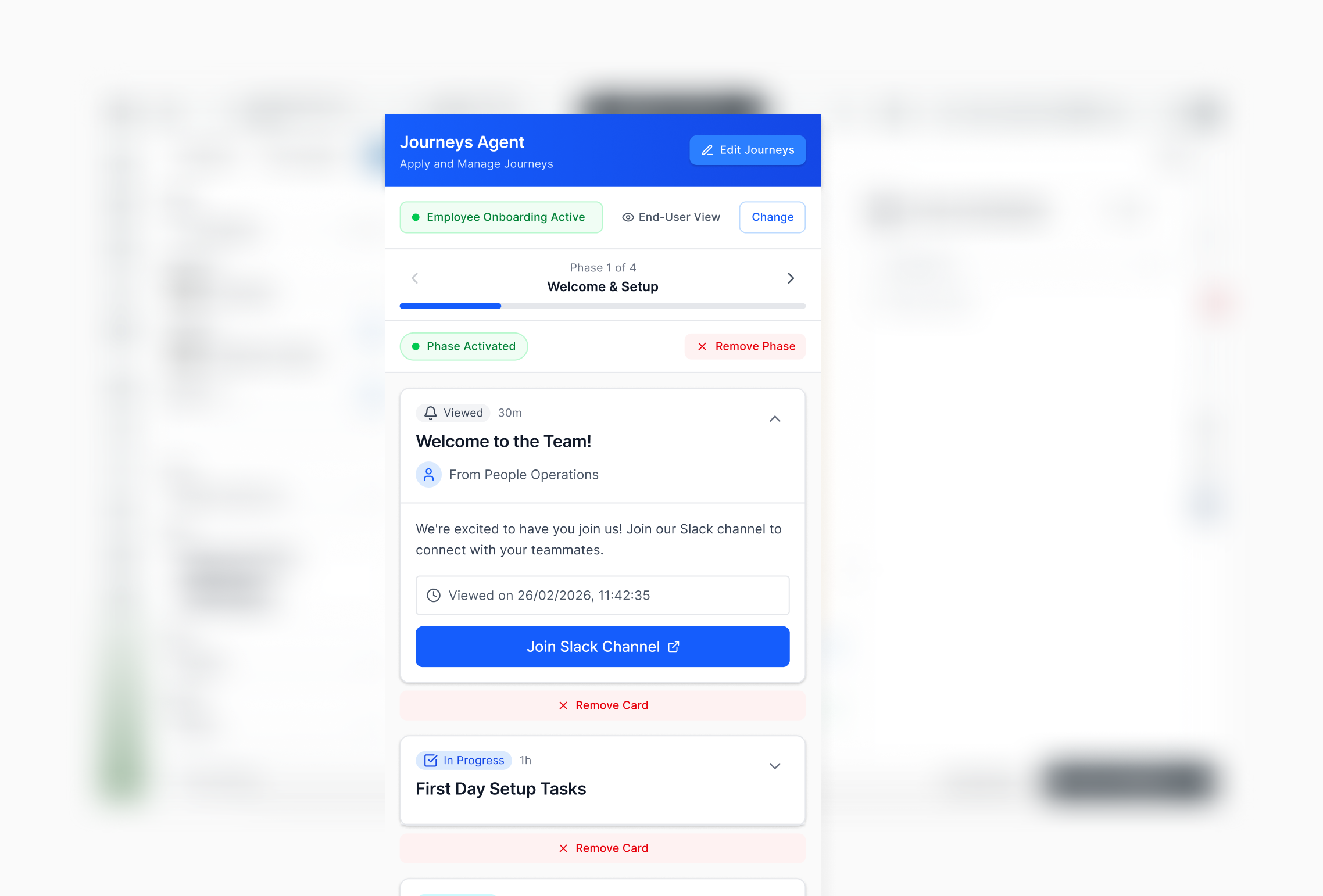 Journeys control view